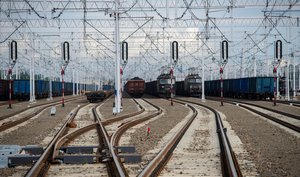 Railway tracks and traffic lights