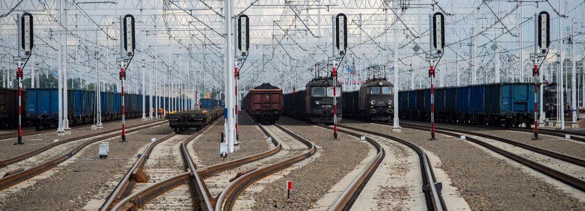 Railway tracks and traffic lights